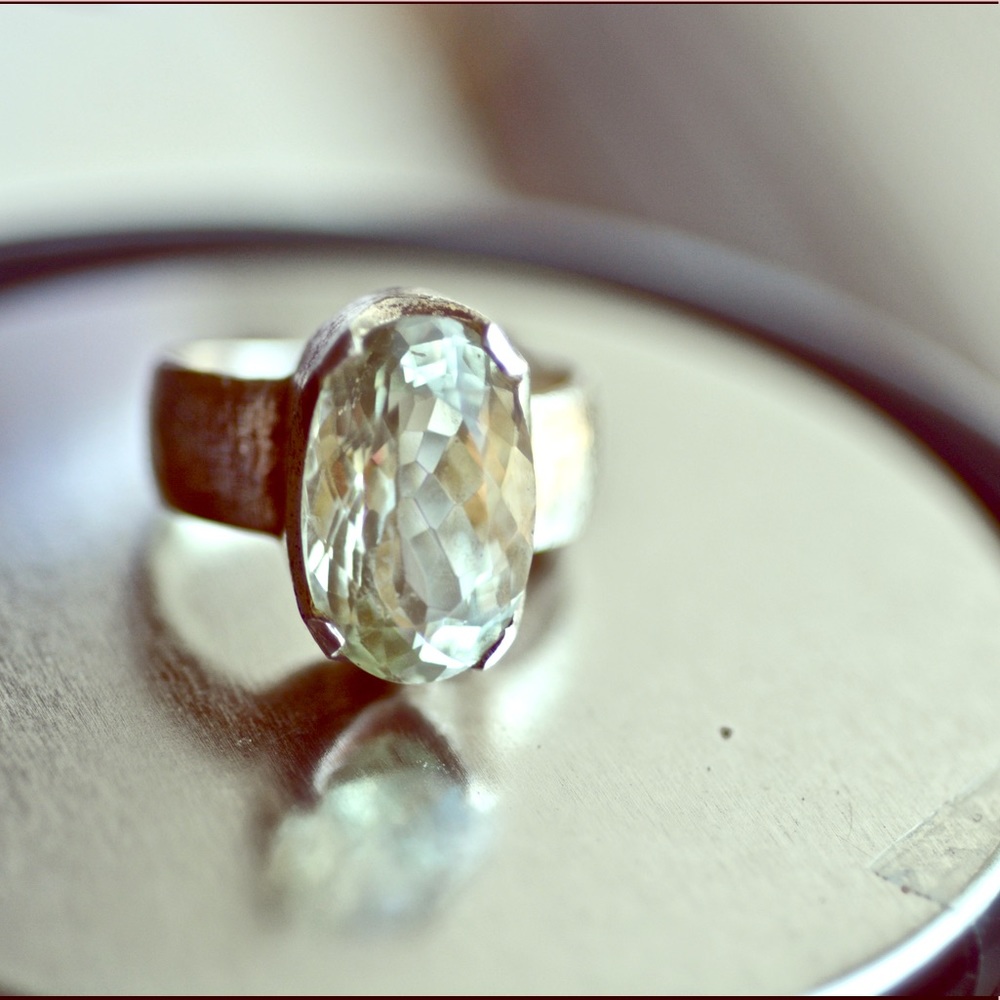 LIGHT GREEN TOPAZ RING STERLING SILVER RING